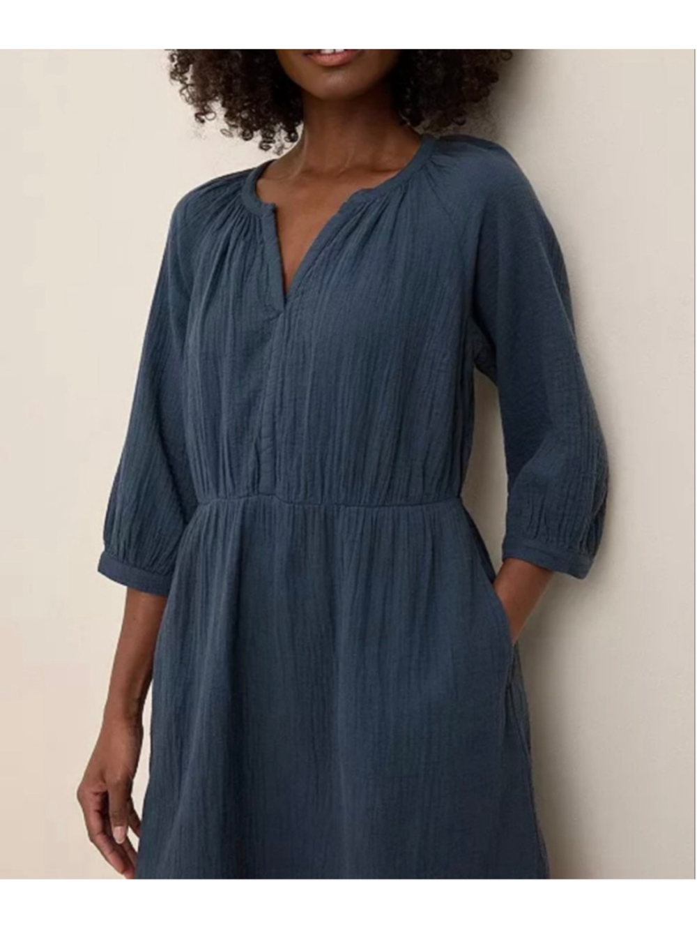 Pact Women's Coastal Double Gauze Peasant Dress
 Medium